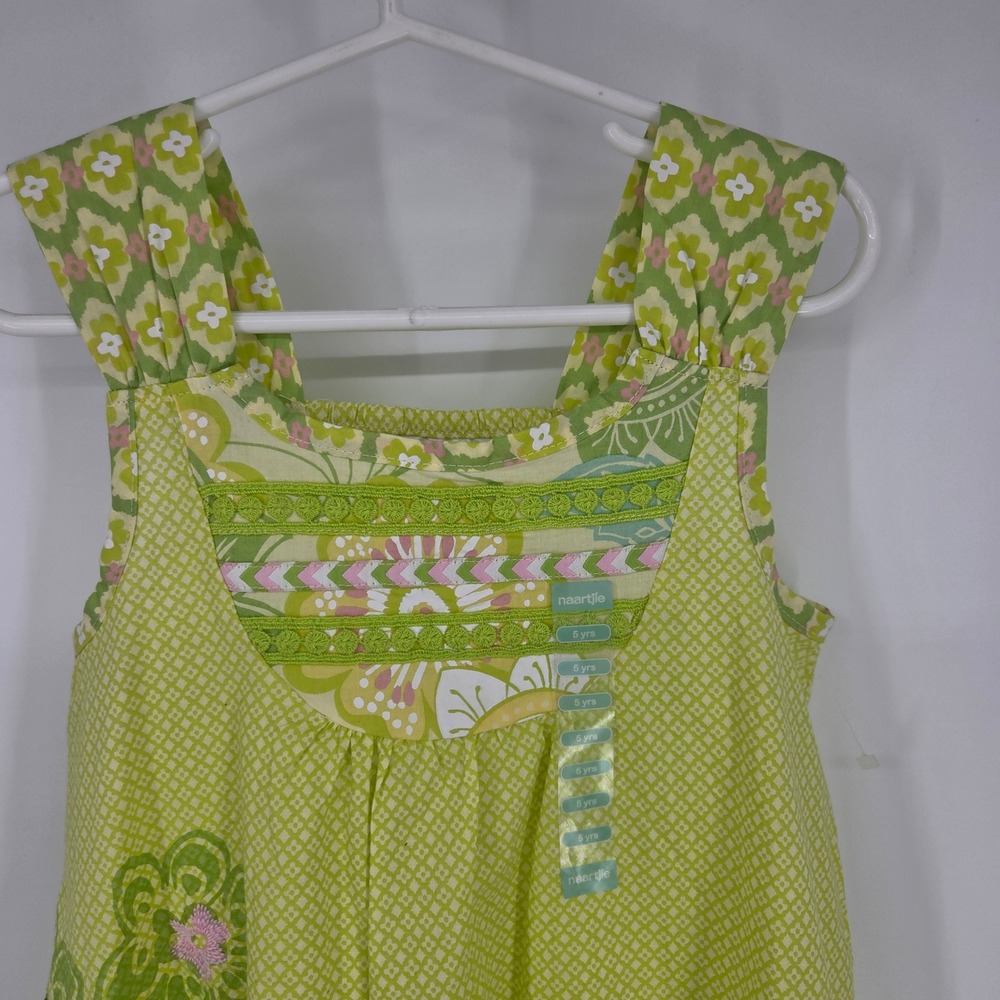 NWT Naartjie Kids Girls Lime Green Floral Tunic Dress Leggings Set Size 5 Years - Picture 4 of 9
